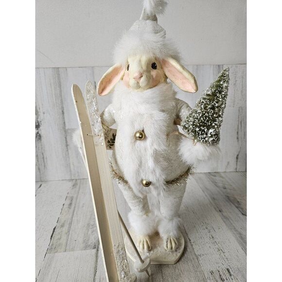 Bethany Lowe bunny skier skiing large tree Xmas decor - Picture 1 of 8